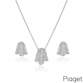 Piaget White Gold Tulip Earring & Pendant Suite